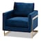 Baxton Studio Matteo Royal Blue Velvet Upholstered Gold Finished Armchair 156-9782 - alternate 1